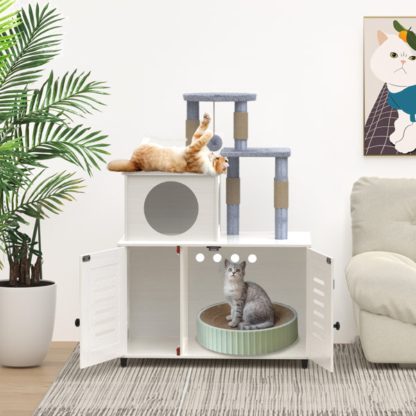 Tucker Murphy Pet™ Litter Box Enclosure With Cat Tree, Hidden Cat